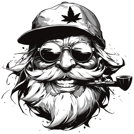 Tête de Papy CBD avec une casquette et une pipe