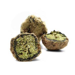 Moon rock CBD ouvert avec la fleur et la résine apparente