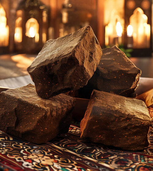 Plateau avec des blocs de résine LE BELDIA dans un palais marocain