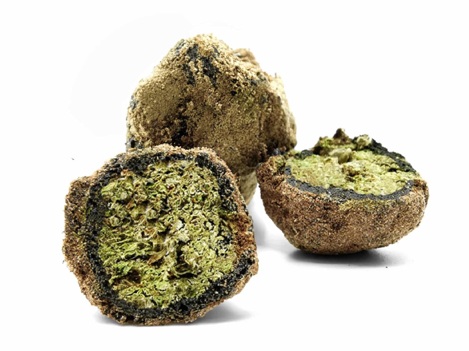 Moon rock CBD ouvert avec la fleur et la résine apparente