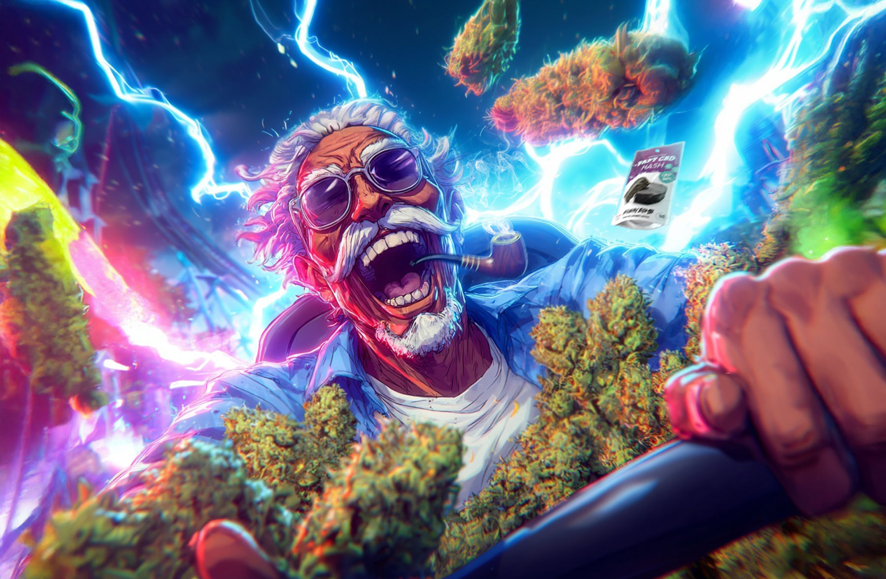 Papy CBD fait un tour de montagnes russes avec des fleurs de cannabis