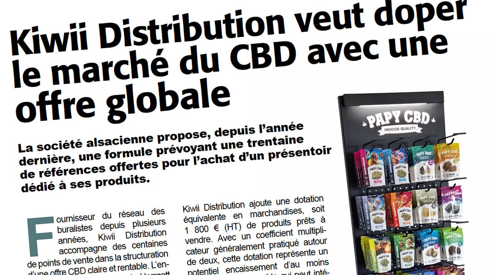 Offre CBD pour les buralistes proposée par KIWII DISTRIBUTION, parue dans le magasine Le Losange de Mai 2026