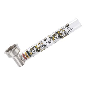 Pipe à CBD en verre et métal de la marque Champ High. Design avec des smiley