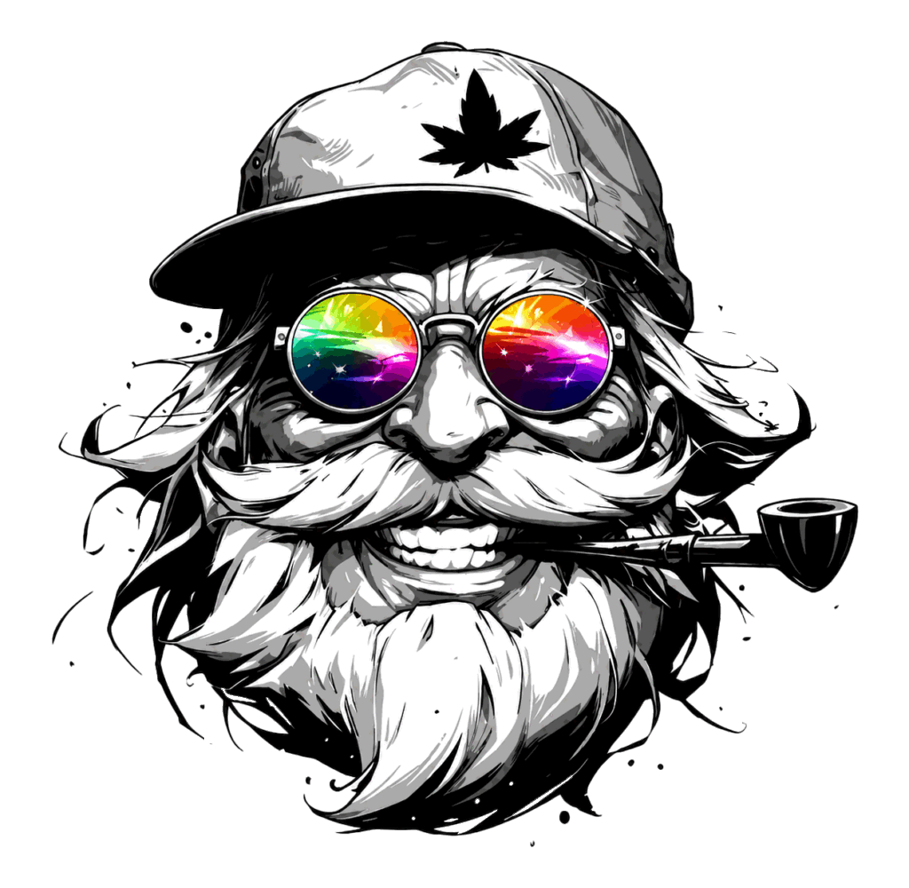 Têtes de Papy CBD avec des lunettes aux couleurs funky